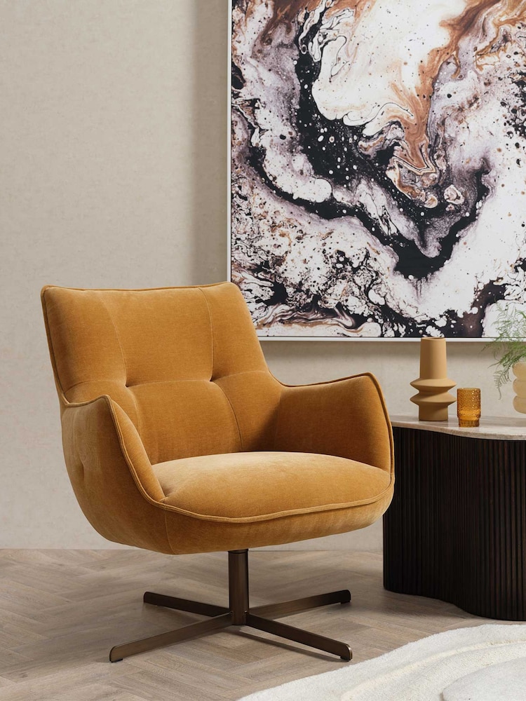 Barker and Stonehouse Brown Milne Swivel Armchair - Image 1 of 7
