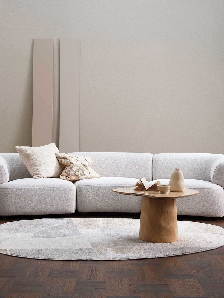 Barker and Stonehouse Neutral Curved 3 Seater Sofa - Image 1 of 7