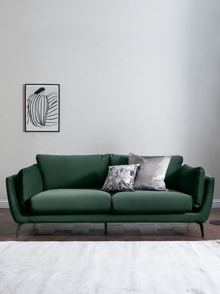 Barker and Stonehouse Green Boone Velvet 3 Seater Sofa - Image 1 of 5