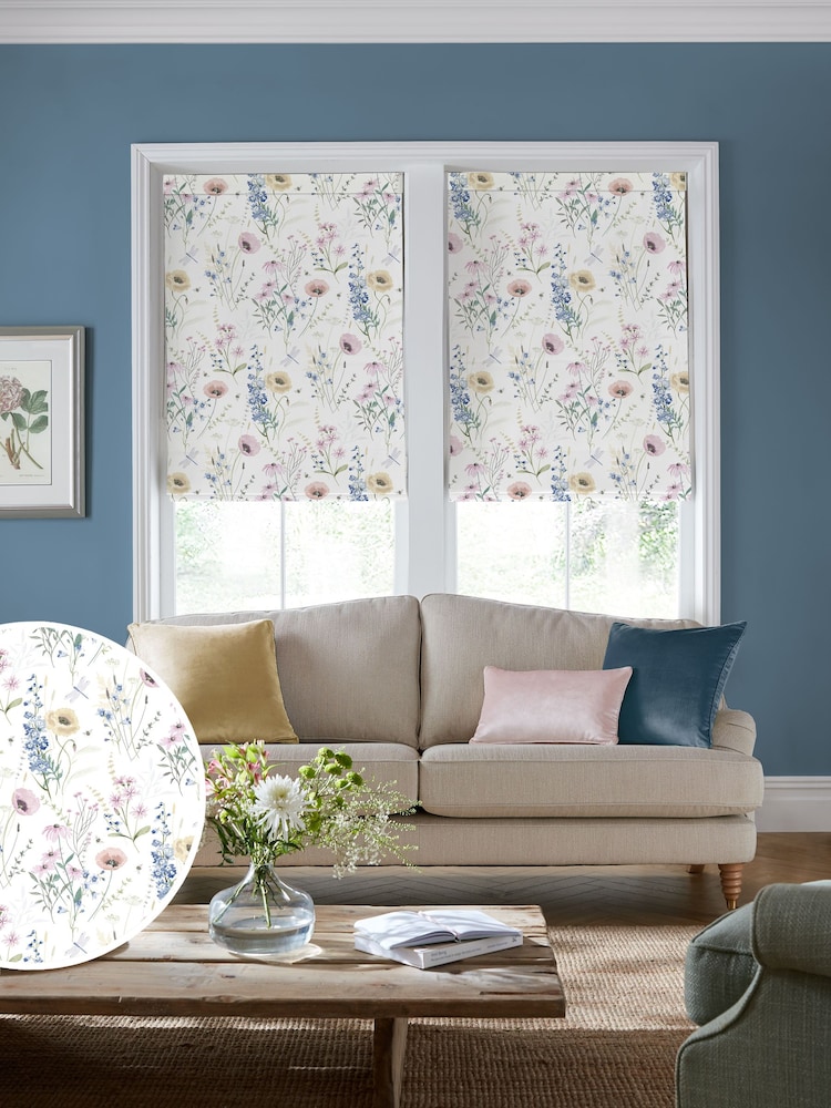 Laura Ashley Delphinium Blue Alford Meadow Made to Measure 100% Cotton Roman Blind - Image 1 of 6