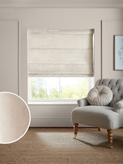 Laura Ashley Natural Middleton Velvet Made to Measure Roman Blind - Image 1 of 6