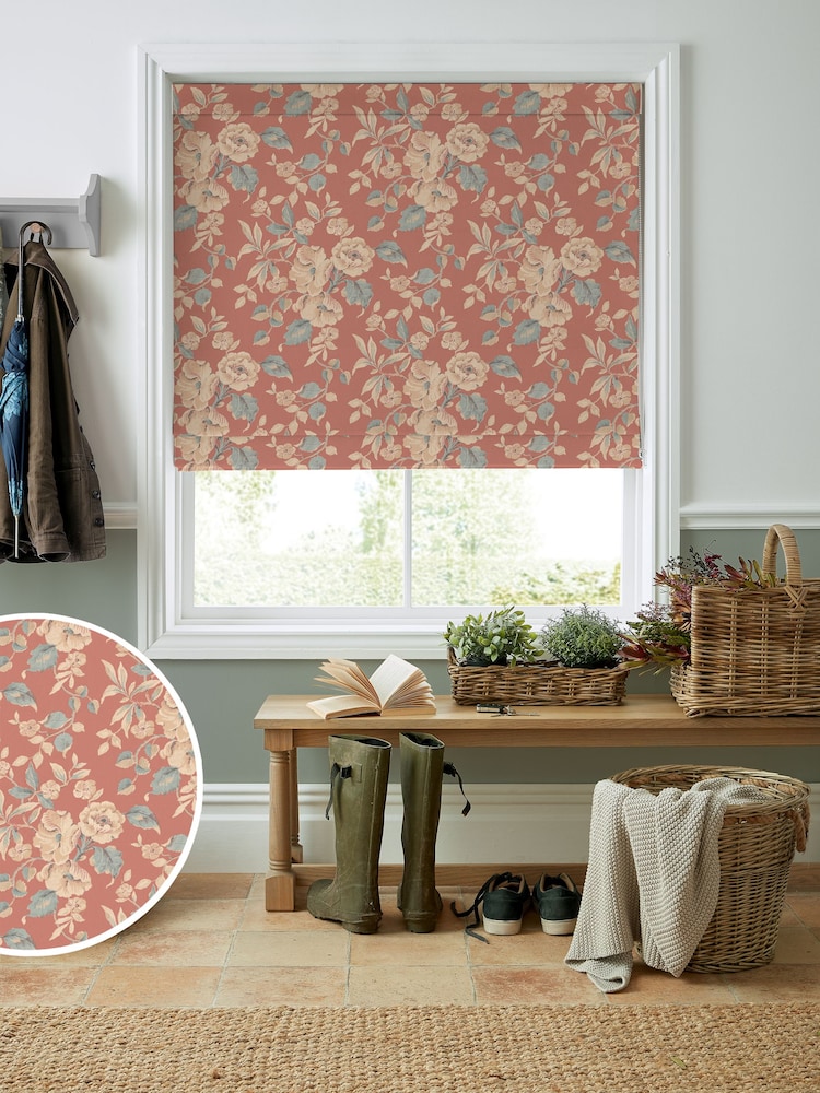 Laura Ashley Terracotta Orange Aylworth Trail Made to Measure 100% Cotton Roman Blind - Image 1 of 6