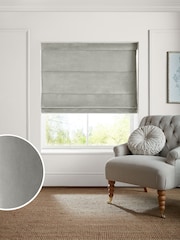 Laura Ashley Pale French Grey Middleton Velvet Made to Measure Roman Blind - Image 5 of 6
