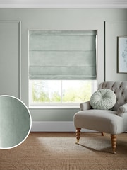 Laura Ashley Sage Green Middleton Velvet Made to Measure Roman Blind - Image 1 of 6