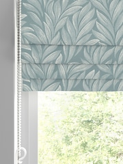 Laura Ashley Dark Duck Egg Blue Coulderton Leaves Made to Measure 100% Cotton Roman Blind - Image 2 of 6