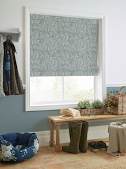 Laura Ashley Dark Duck Egg Blue Coulderton Leaves Made to Measure 100% Cotton Roman Blind - Image 5 of 6