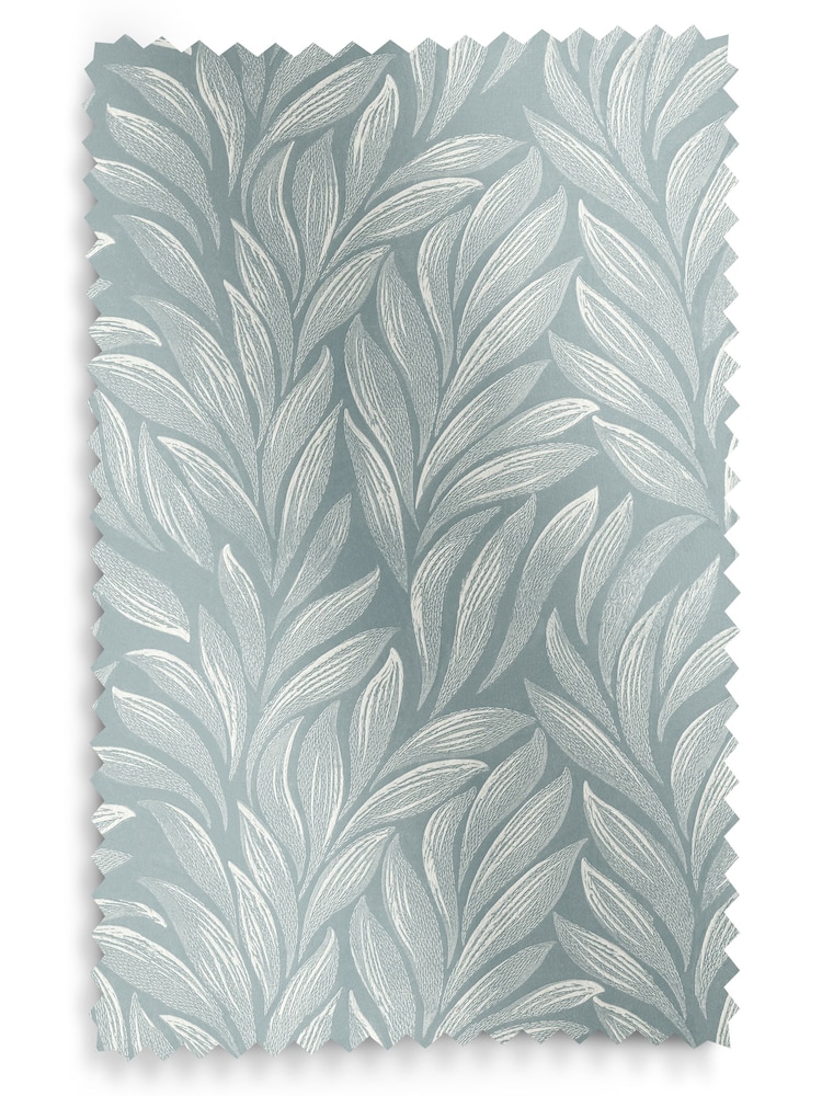 Laura Ashley Dark Duck Egg Blue Coulderton Leaves Made to Measure 100% Cotton Roman Blind - Image 6 of 6