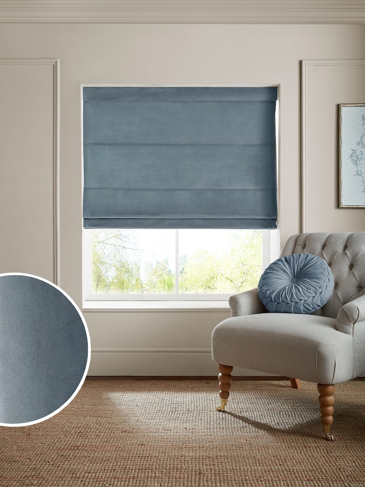 Laura Ashley Newport Blue Middleton Made to Measure Roman Blind - Image 1 of 6