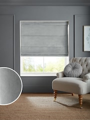 Laura Ashley Steel Grey Middleton Velvet Made to Measure Roman Blind - Image 5 of 6