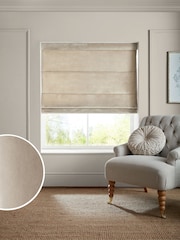 Laura Ashley Twine Cream Middleton Velvet Made to Measure Roman Blind - Image 1 of 6