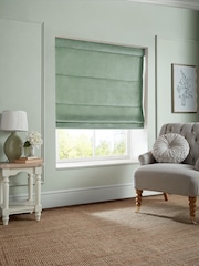 Laura Ashley Dark Sage Green Middleton Velvet Made to Measure Roman Blind - Image 5 of 6