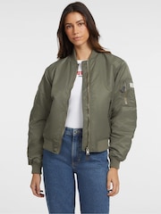 GUESS JEANS Khaki Green Bomber Jacket - Image 1 of 5