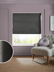 Laura Ashley Pale Charcoal Grey Middleton Velvet Made to Measure Roman Blind - Image 1 of 6