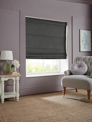 Laura Ashley Pale Charcoal Grey Middleton Velvet Made to Measure Roman Blind - Image 5 of 6
