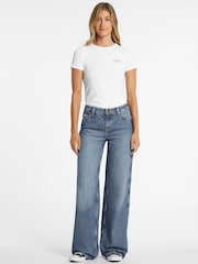 GUESS JEANS Medium Wash Blue Stretch Wide Leg Denim Jeans - Image 3 of 7