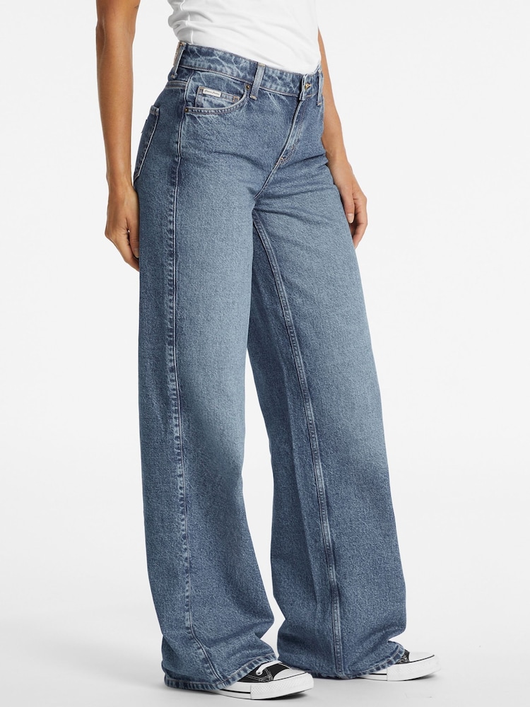 Guess dżinsy Stretch z szerokimi nogawkami z denimu - Image 5 of 7