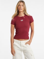 GUESS JEANS Red Embroidered Logo Short Sleeve T-Shirt - Image 1 of 4
