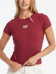 GUESS JEANS Red Embroidered Logo Short Sleeve T-Shirt - Image 3 of 4