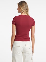 GUESS JEANS Red Embroidered Logo Short Sleeve T-Shirt - Image 4 of 4