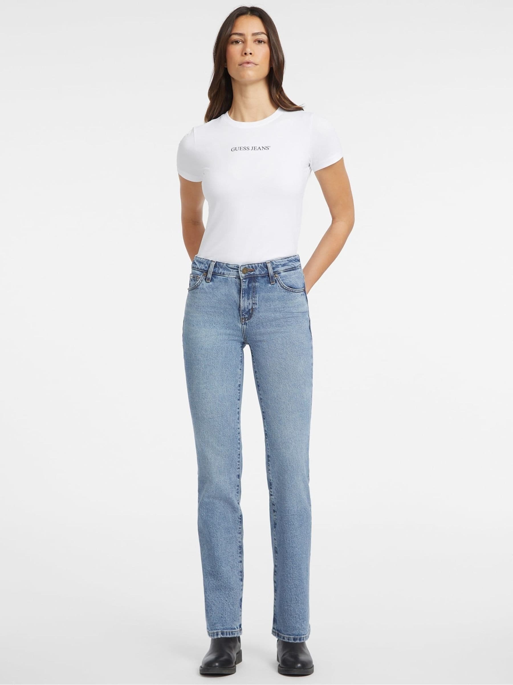 Buy GUESS JEANS Blue Mid Rise Straight Leg Jeans from Next USA
