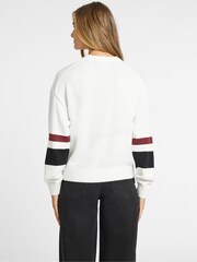 GUESS Jeans Cream Varsity Logo Knit Jumper - Image 2 of 6