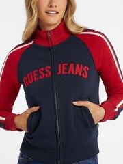GUESS JEANS Navy/Red Varsity Logo Zip-Up Sweatshirt - Image 1 of 7