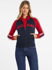 GUESS JEANS Navy/Red Varsity Logo Zip-Up Sweatshirt - Image 4 of 7