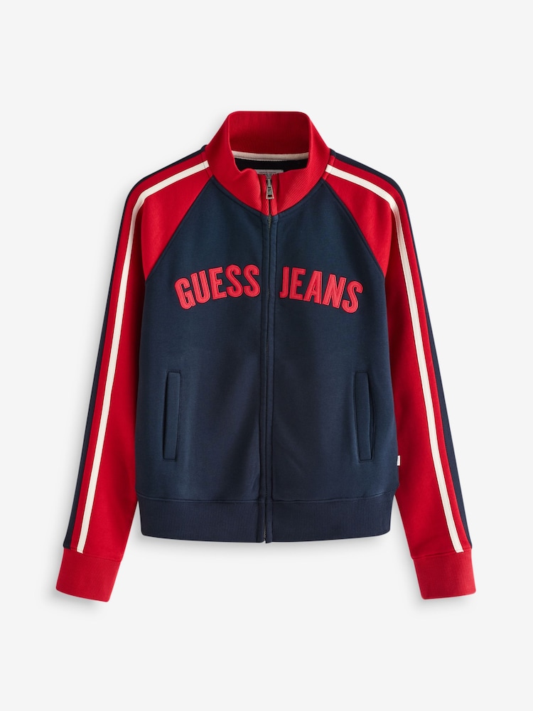 GUESS JEANS Navy/Red Varsity Logo Zip-Up Sweatshirt - Image 7 of 7