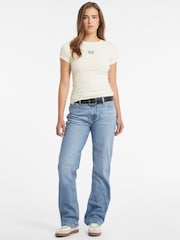 GUESS JEANS Cream Embroidered Logo Short Sleeve T-Shirt - Image 3 of 5