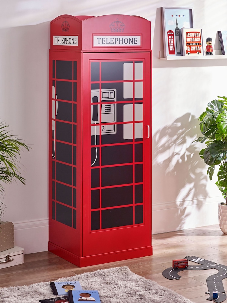 Julian Bowen Red Telephone Box Wardrobe - Image 1 of 5