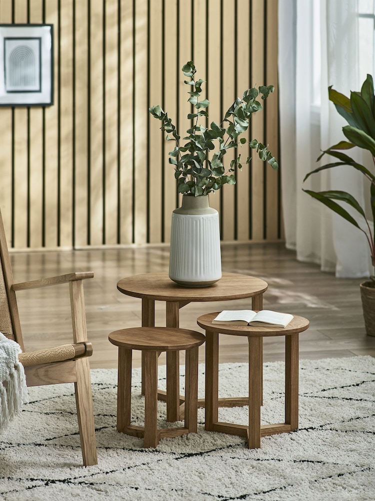 Julian Bowen Oak Nidri Nest Of Tables - Image 1 of 6