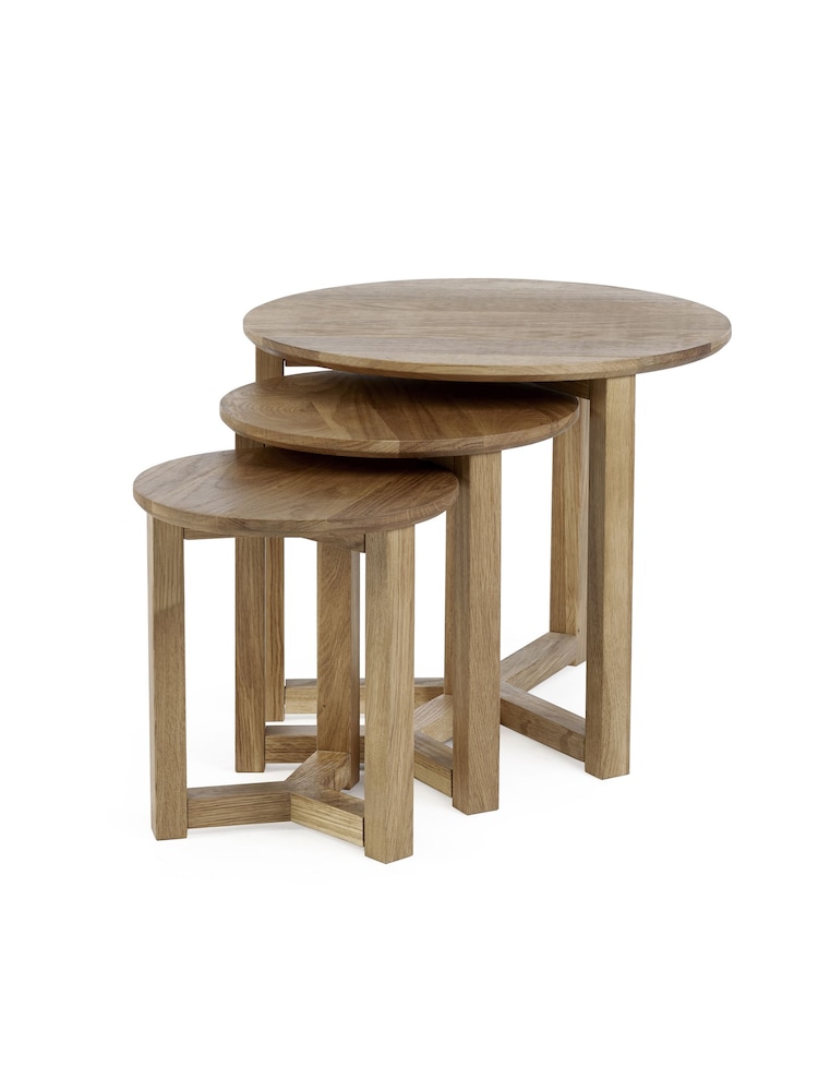 Julian Bowen Oak Nidri Nest Of Tables - Image 2 of 6