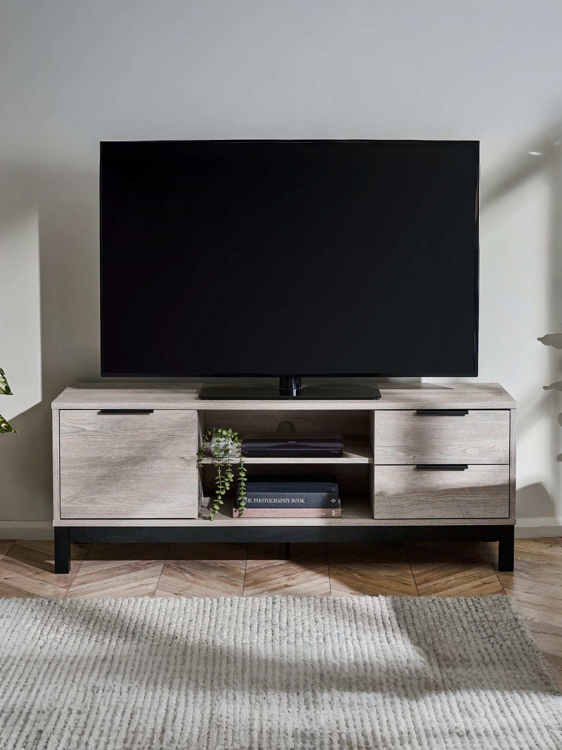 Julian Bowen Unisex Grey Oak Effect Bali 2 Drawer Tv Unit Up To 55 Inch - Image 6