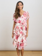 Gina Bacconi Pink Rei Tiered Floral Dress - Image 5 of 10