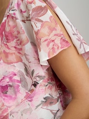 Gina Bacconi Pink Rei Tiered Floral Dress - Image 8 of 10