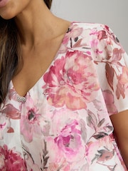 Gina Bacconi Pink Rei Tiered Floral Dress - Image 9 of 10