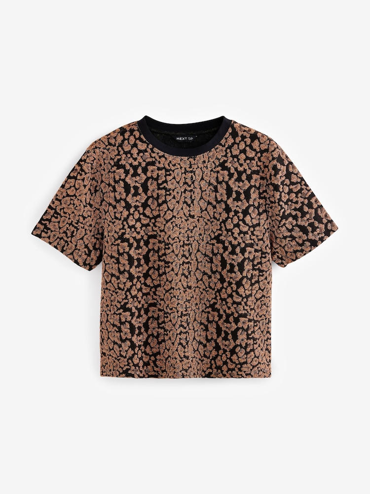 Black/Gold Short Sleeves Glitter T-Shirt - Image 1 of 3