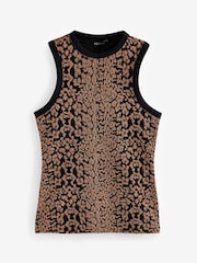 Black/Gold Sleeveless Glitter T-Shirt - Image 1 of 3