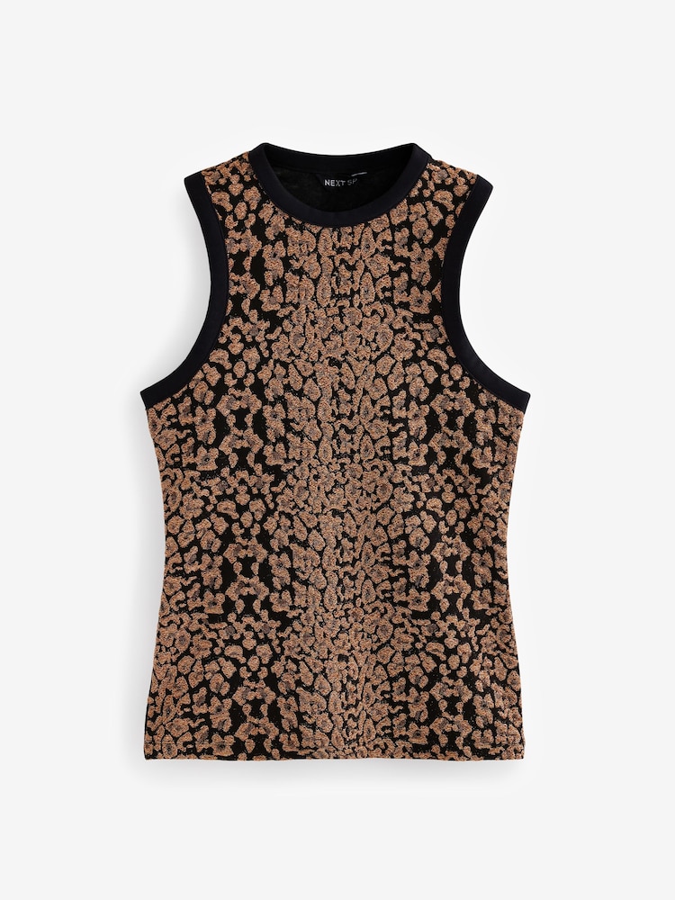 Black/Gold Sleeveless Glitter T-Shirt - Image 2 of 3