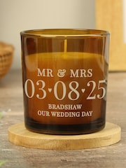 Personalised Special Date Amber Glass Candle by PMC - Image 1 of 4