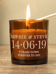 Personalised Special Date Amber Glass Candle by PMC - Image 3 of 4