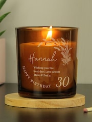 Personalised Birthday Amber Glass Candle by PMC - Image 1 of 4