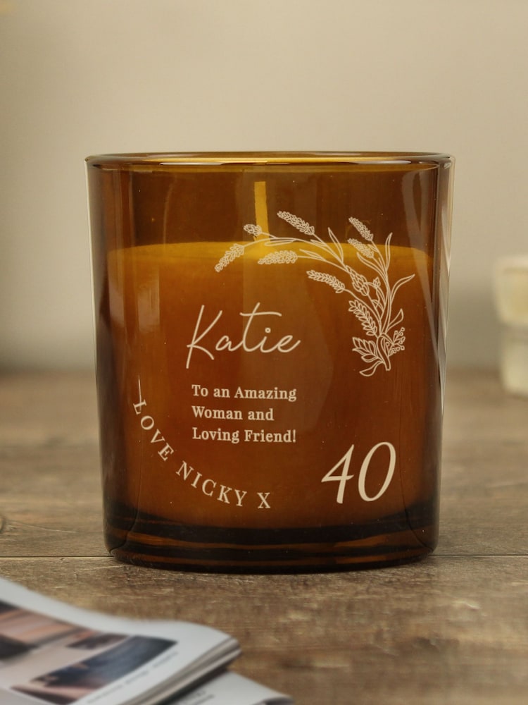 Personalised Birthday Amber Glass Candle by PMC - Image 2 of 4