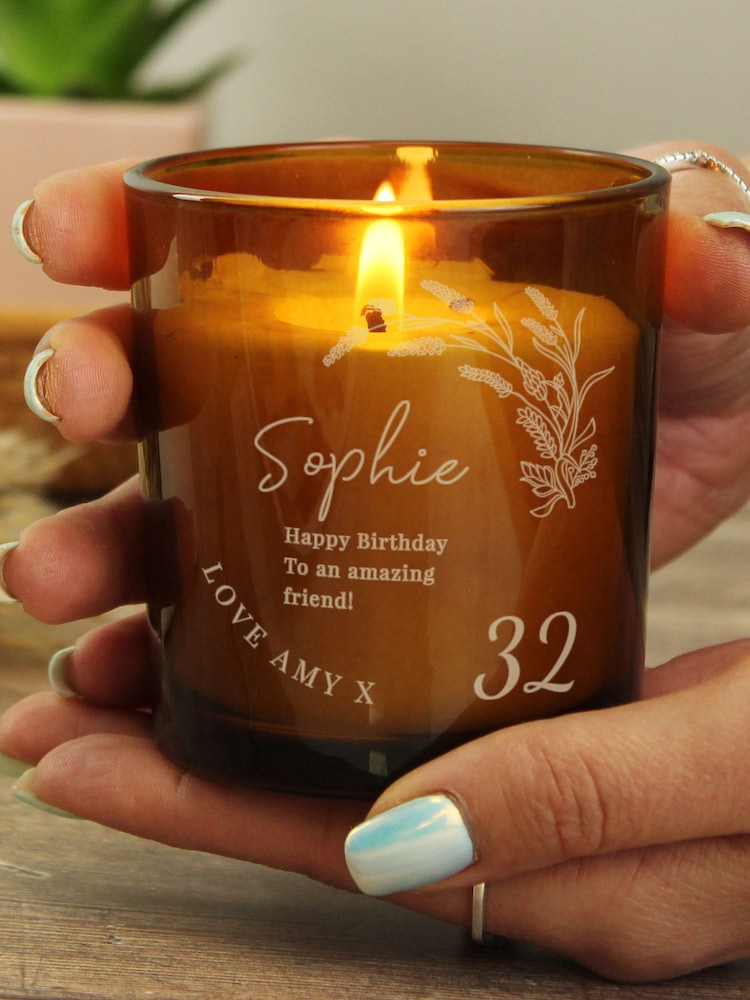 Personalised Birthday Amber Glass Candle by PMC - Image 4 of 4