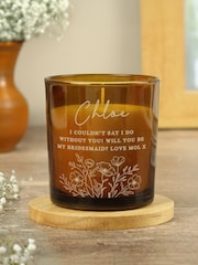 Personalised Wedding Party Amber Glass Candle by PMC - Image 1 of 3