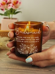 Personalised Wedding Party Amber Glass Candle by PMC - Image 2 of 3