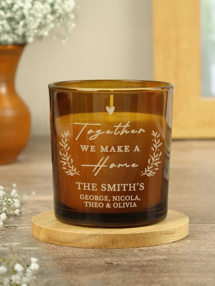 Personalised Home Amber Glass Candle by PMC - Image 1 of 3