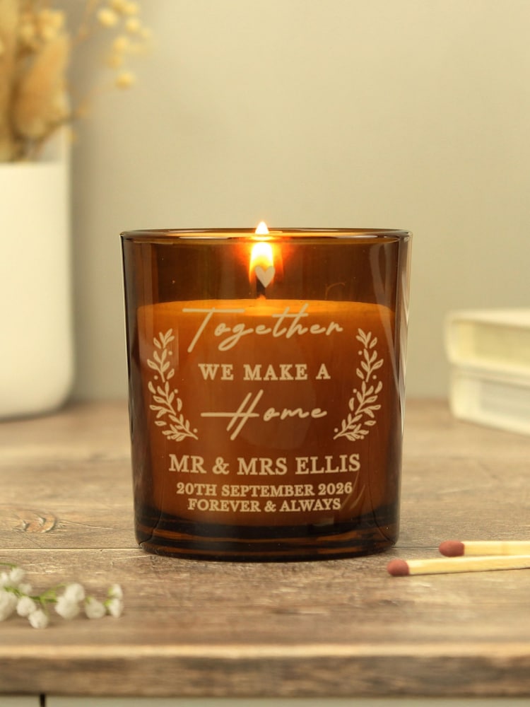 Personalised Home Amber Glass Candle by PMC - Image 2 of 3
