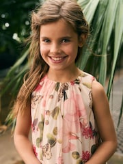 Cream Floral Kew Collection Chiffon Dress (3-16yrs) - Image 3 of 7