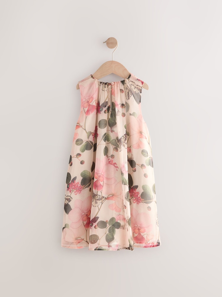 Cream Floral Kew Collection Chiffon Dress (3-16yrs) - Image 5 of 7